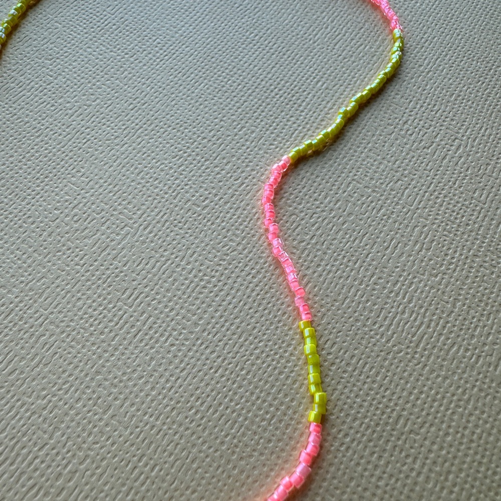 Beaded Neon Multi-Color Necklace - Pink, Yellow & Cream - Picture 5 of 11
